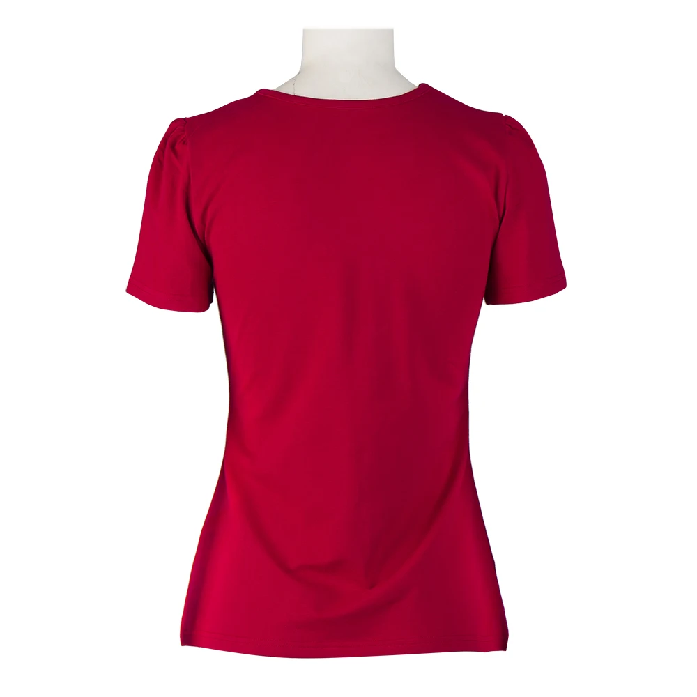 Candowlook пикантные Женские v neck Обычная футболка рокабилли вязаный черный красный