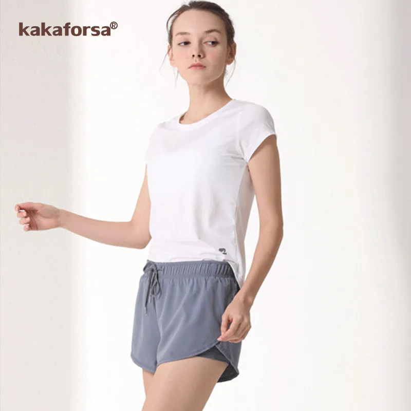 Женские быстросохнущие шорты для йоги Kakaforsa однотонные дышащие с кулиской