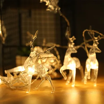 

10 LED Transparent Sika Deer Battery USB String Lights Christmas New Year Holiday Garland Fairy Decoration Gift lamp
