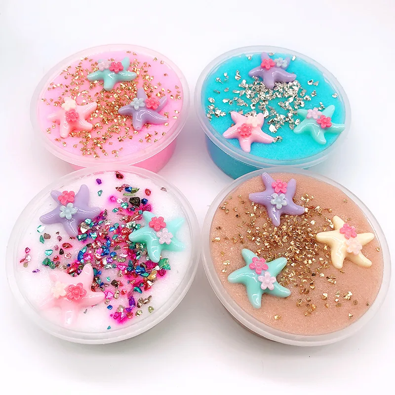 

60ML DIY Cotton Slime Clay Starfish Kids Clay Toy 3D Fluffy Foam Slime Scented Stress Relief Craft Mud Toy Antistress
