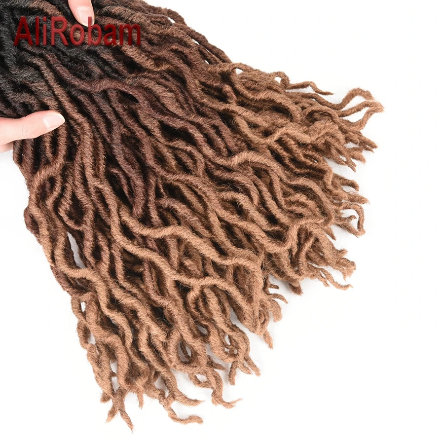 AliRobam Женская богиня Faux locs кудряшки Омбре черный коричневый синтетический плетение волос для наращивания 24 пряди/упаковка