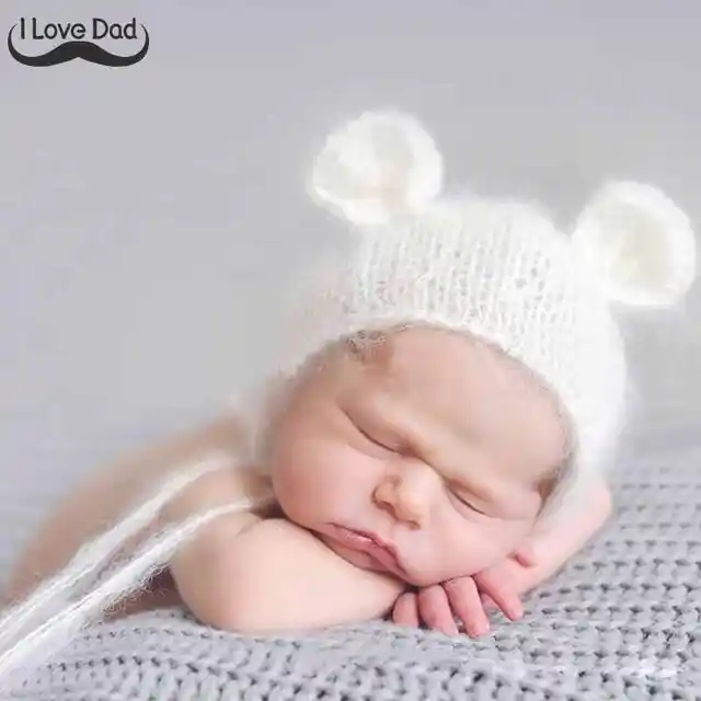 Baby mohair ear bear hat newborn photography props cap baby muts handmade knit soft mohair newborn Baby mohair ear bear hat newborn photography props cap baby muts handmade knit soft mohair newborn