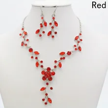 Висячие серьги ювелирный набор свадебный цветок лист горный хрусталь кристалл ожерелье