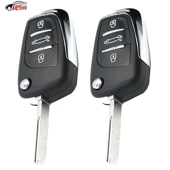 

KEYECU 2 Pcs/lot Modified Flip Remote Key Fob 3 Button 433MHz ID46 Chip for Peugeot Citroen 0523 Models