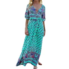 Чешские maxi dress женщины мода кнопки на передней лук пояс boho длинные dress свободный свободный лето dress