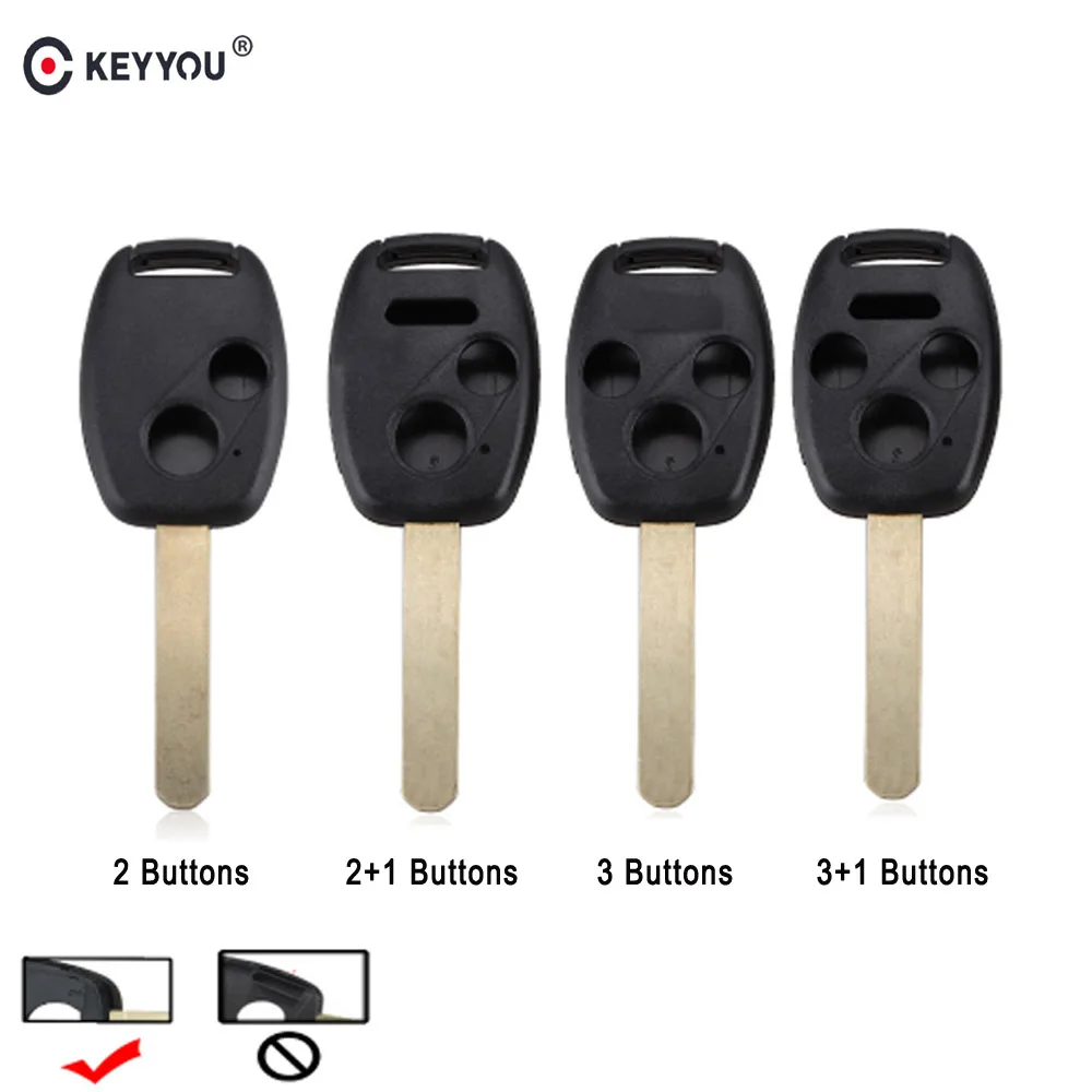 

KEYYOU 2/3/4 Button Car Key Case Shell Remote Fob Cover For Honda Fit CRV Civic Insight Ridgeline HRV Jazz ACCORD 2003-2013