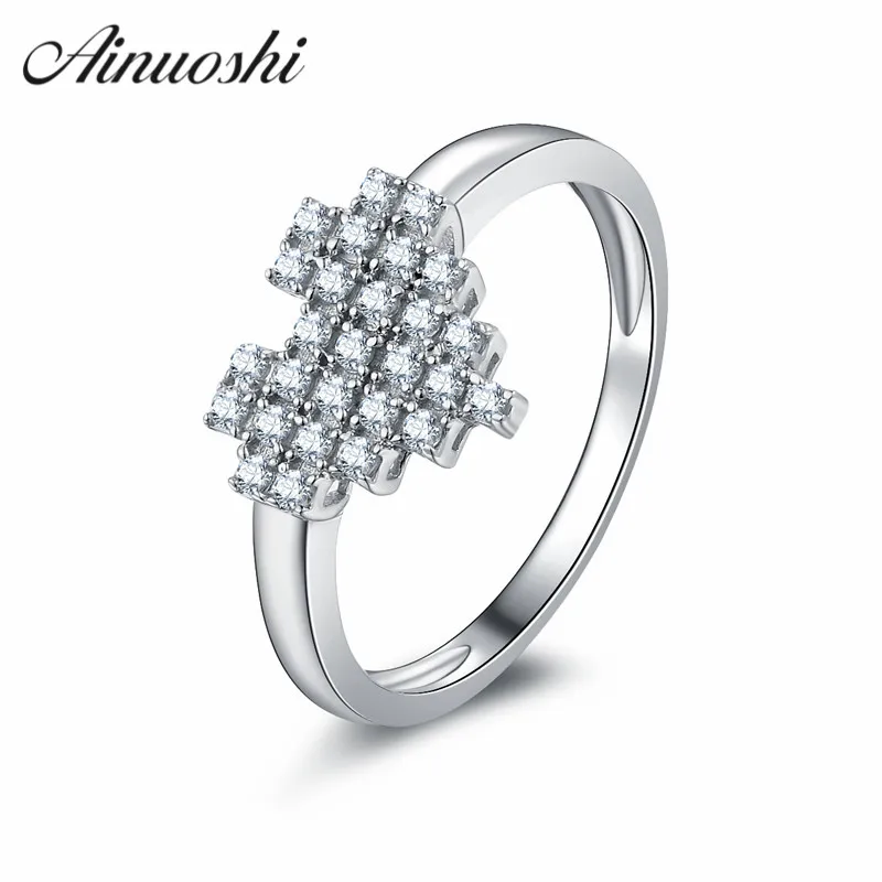 AINUOSHI Women Real 925 Sterling Silver Ring Heart Shape Love Promise Ring Bridal Wedding Jewelry Engagement Wedding Anniversary