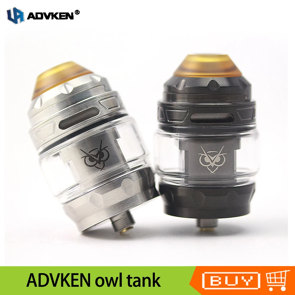 

Original Advken OWL Tank 25mm Deck 3ml/4ml Capacity Subohm Atomizer With Mesh Coil E Cigarette Vape Tank for 510 Thread