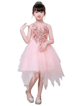 

Fashion brand Handmade Flower wedding Girls Dress Lace Pink Dresses Vintage Boutique Spring Autumn Children evening Clothing
