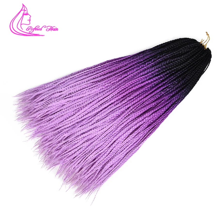 Утонченные черные фиолетовые розовые вязанные крючком косички 24 дюйма длинные Омбре синтетические косички для наращивания волос афро-американские плетеные волосы