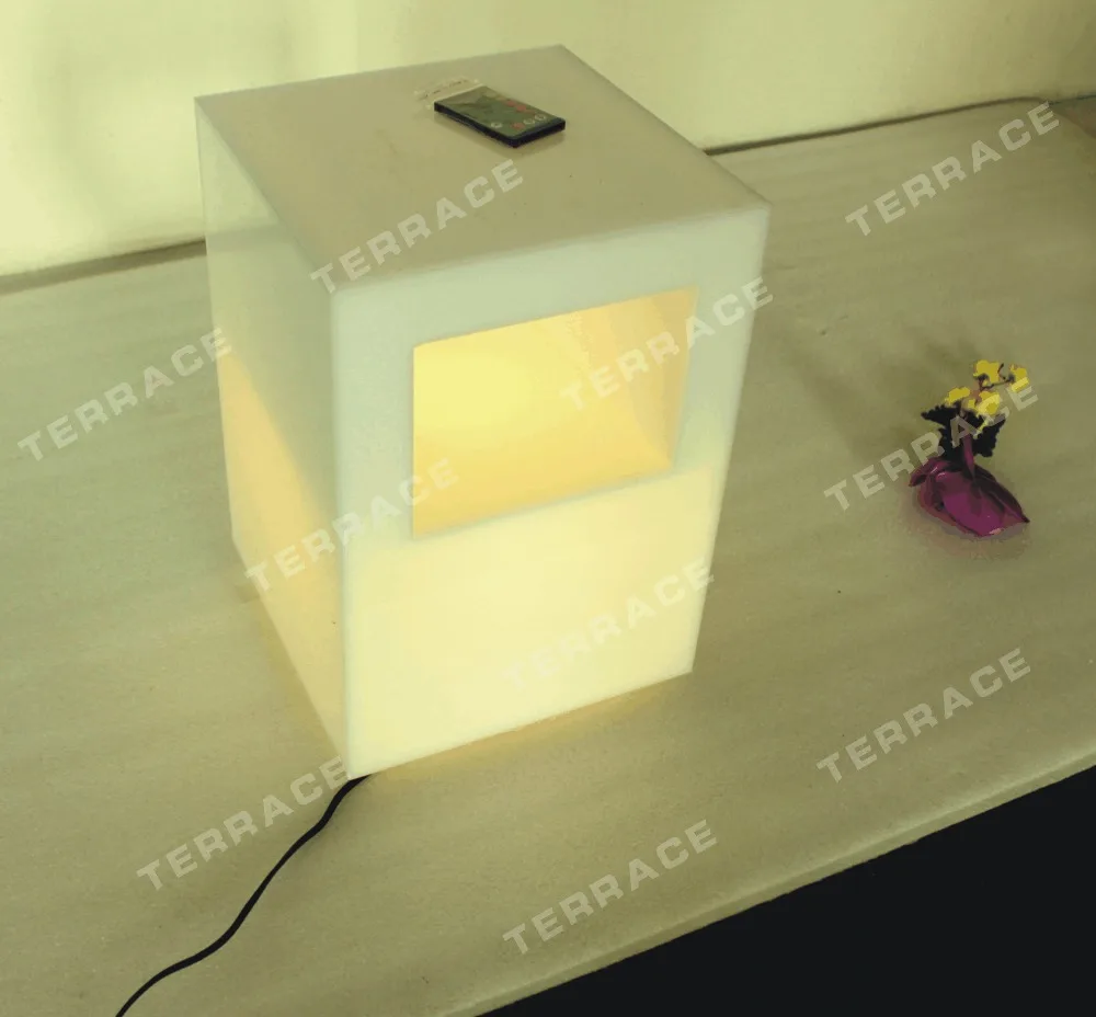 New Fashion acrylic lighting side table, Modern Lucite LED Nightstand, PMMA Sofa table with magazinerack