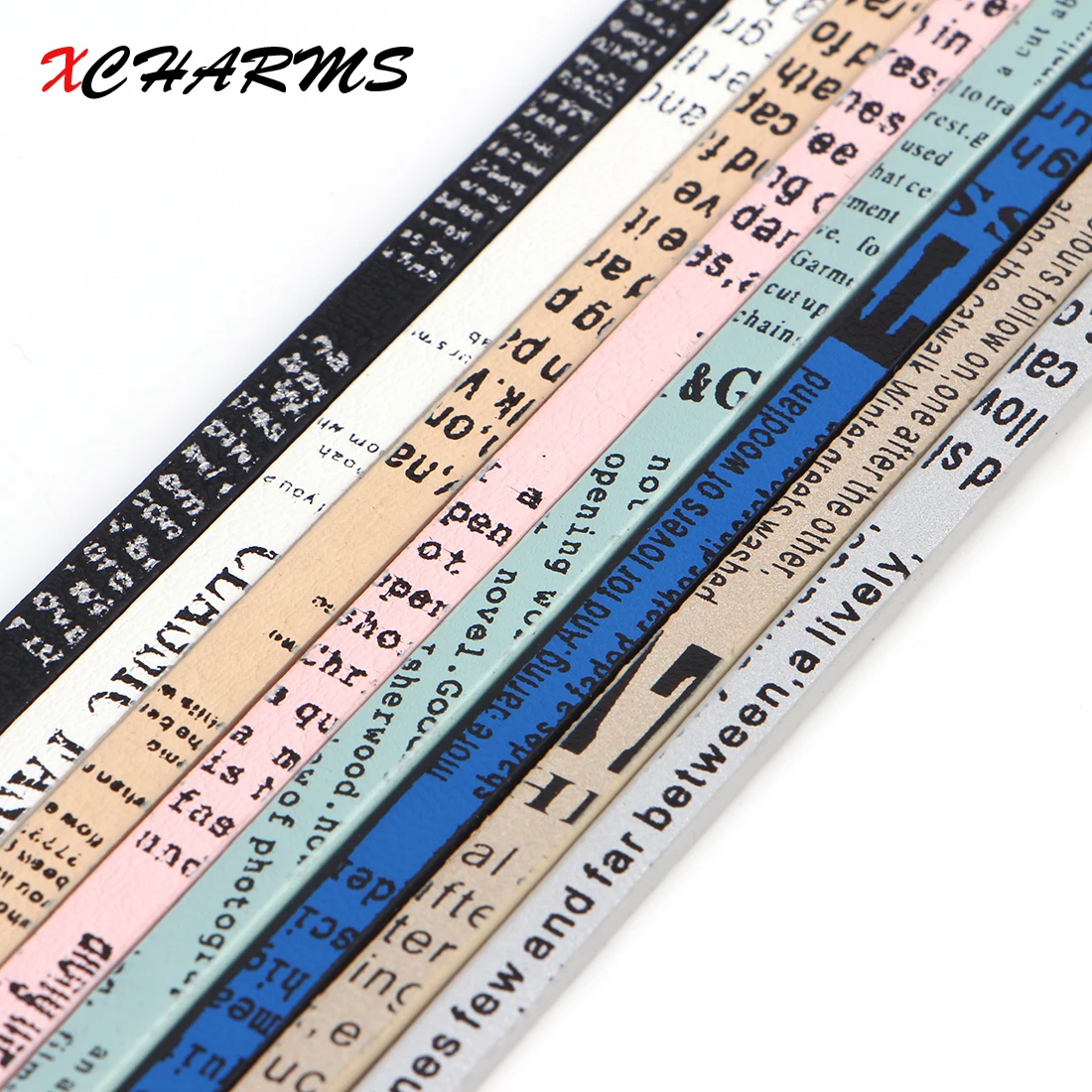

XCHARMS 5MM Flat PU Leather Cord Letters Pattern Rope Jewelry Findings Accessories Fashion Jewelry Making Bracelet Materials