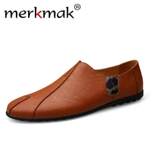 merkmak Summer Men Shoes Breathable Leather Mens Casual Flats Fashion Slip On Driving Shoes Quality Soft Walking Footwear Male цена merkmak Summer Men Shoes Breathable Leather Mens Casual Flats Fashion Slip On Driving Shoes Quality Soft Walking Footwear Male цены онлайн