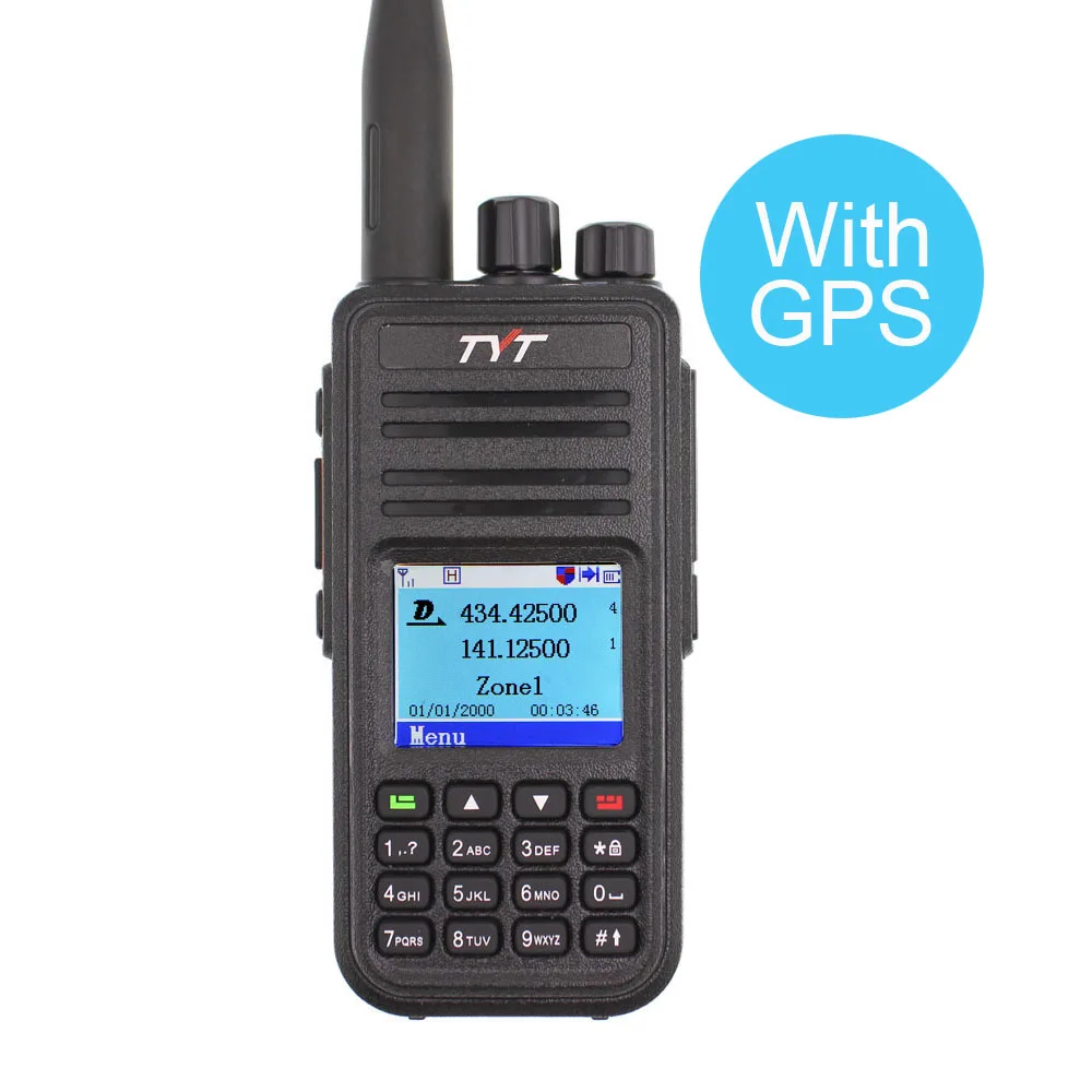 TYT MD-UV380 Двухдиапазонная рация радио MD-380 VHF UHF MD380 цифровой DMR двухстороннее радио Двойное время Dlot трансивер - Цвет: MD-UV380-GPS