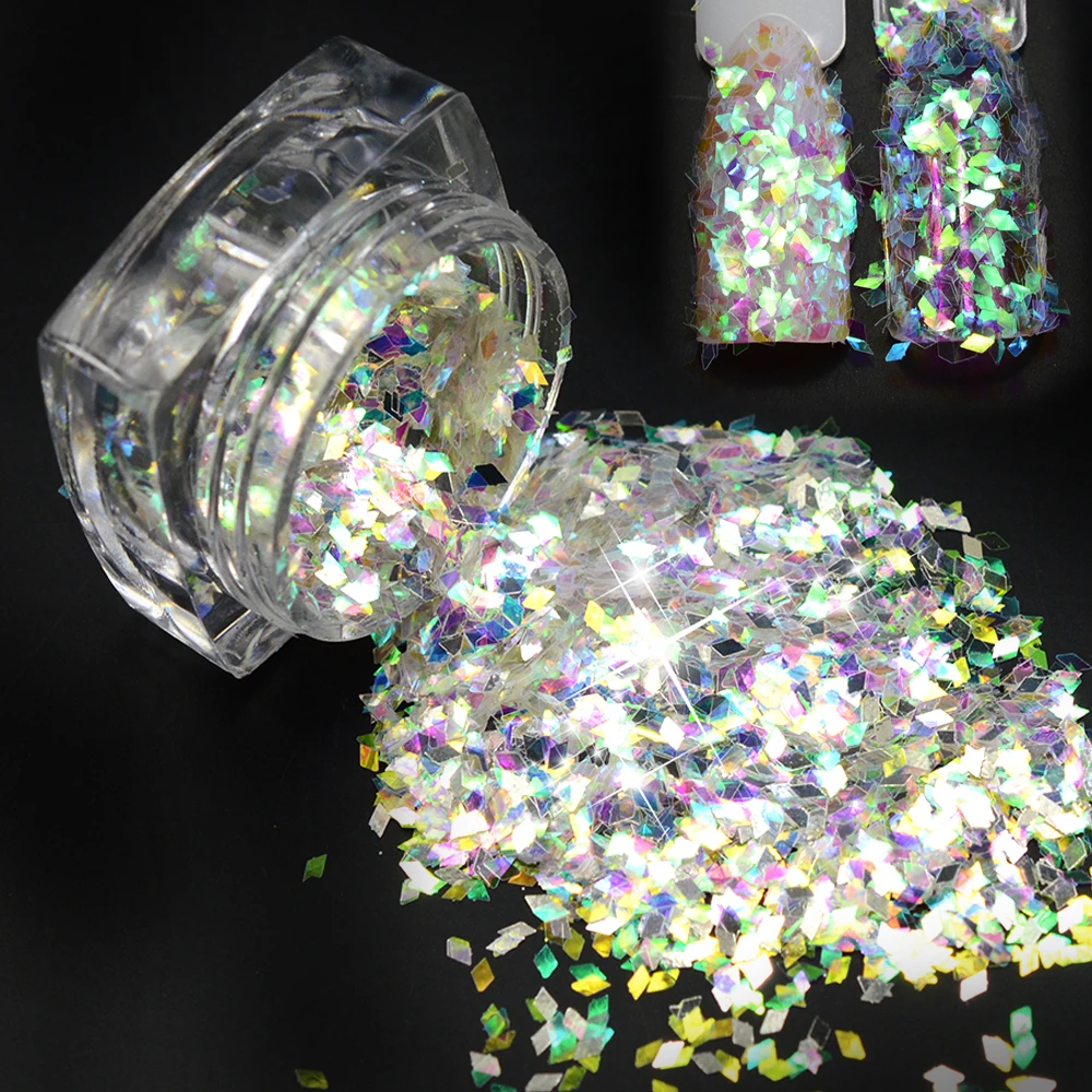 

1 Bottle Rhombus 3D DIY Nails Decorations Laser Holographic Sequins Nail Art Glitter Beauty Rainbow Colorful Paillette JILQ01