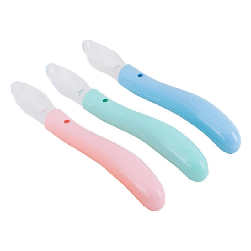 

Baby Spoons Feeding Dishes Tableware for Children Flatware Cutlery Spoon Silicone Tools-for-patchwork Lot Soup Ladle