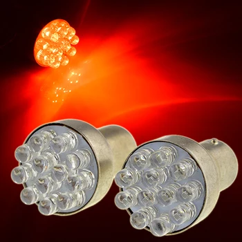 

10X BAY15D 1157 12 LED Red Car Brake Parking Tail Turn signal light Auto Back up lamp For DC 12V