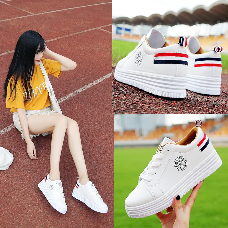 

Small white shoes thick-soled casual shoes female 2019 summer new season wild flat bottom shoes Korean student casual shoes