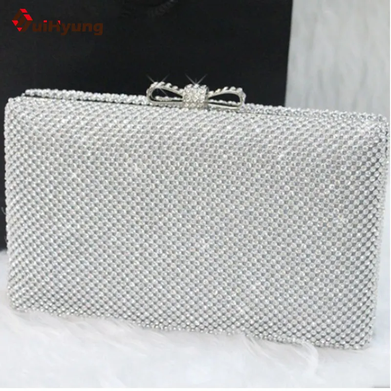New Arrive Women Hard Box Day Clutch Fashion Bling Full Diamond Wedding Party Handbag Purse With