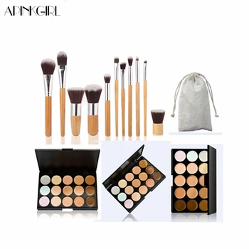 

APINKGIRL Professional Makeup Concealer Palette Set Make Up Cream Camouflage Contouring Kit With 11Pcs Bamboo Makeup Brush Set