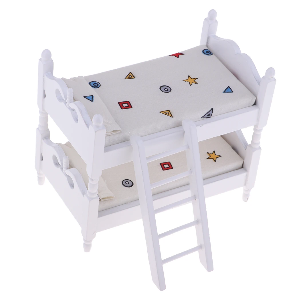 1/12 Scale Dollhouse Miniature Kids Bedroom Furniture Bunk Bed White