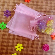 300 шт 11*16 см розовая подарочная Сумка из органзы стенд для ювелирных украшений сумка на шнурке для браслетов/ожерелье/сумка из пряжи