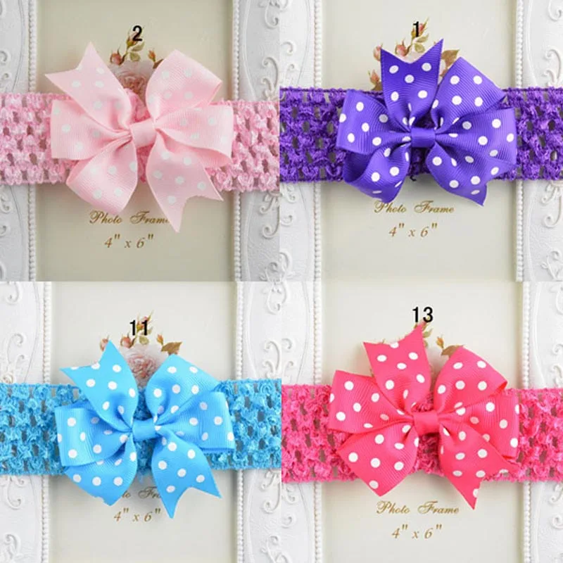 Infant Toddler Hair Accessory Polka Dot Bow decorate Baby Headband Stretchy Wraps |
