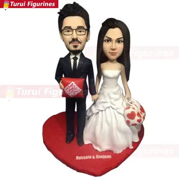 

Personalized Wedding Cake Topper Bobble Head Clay Figurine Based on Customers' Photo Using As Wedding Cake Topper Wedding Gift D