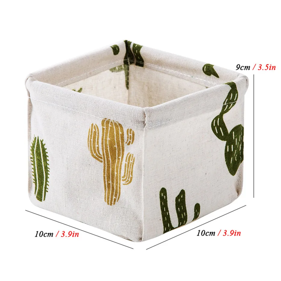 Linen Storage Basket Office Desktop Sundries Cosmetic Makeup Organizer Drawer Underwear Clothes Toy Storage Box 5