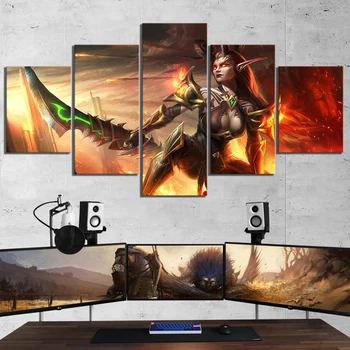 

5 Piece World of Warcraft Demon Hunter Game Poster HD Pictures Canvas Wall Paintings for Home Decor