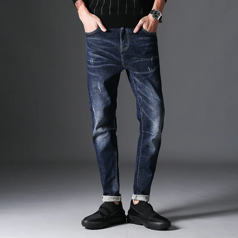 UMMEWALO зима осень тянущиеся обтягивающие мужские джинсы дизайнерские мужские джинсы мужские повседневные хлопковые джинсы мужские