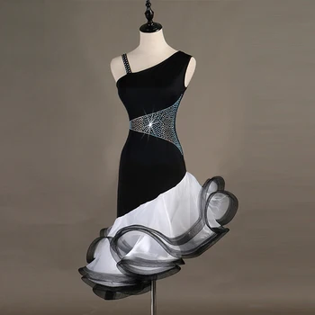 

Rhinestones Latin Dancing Dress Women High Qaulity Custom Made Tango Rumba Samba Cha-cha Competition Latin Dance Dresses Girls