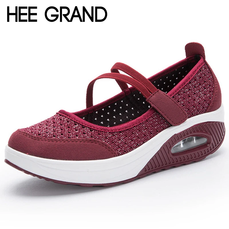 

HEE GRAND Creepers 2018 New Summer Platform Shoes Woman Slip On Breathable Rocking Shoes Women Flats Shoes Size 35-42 XWC1400