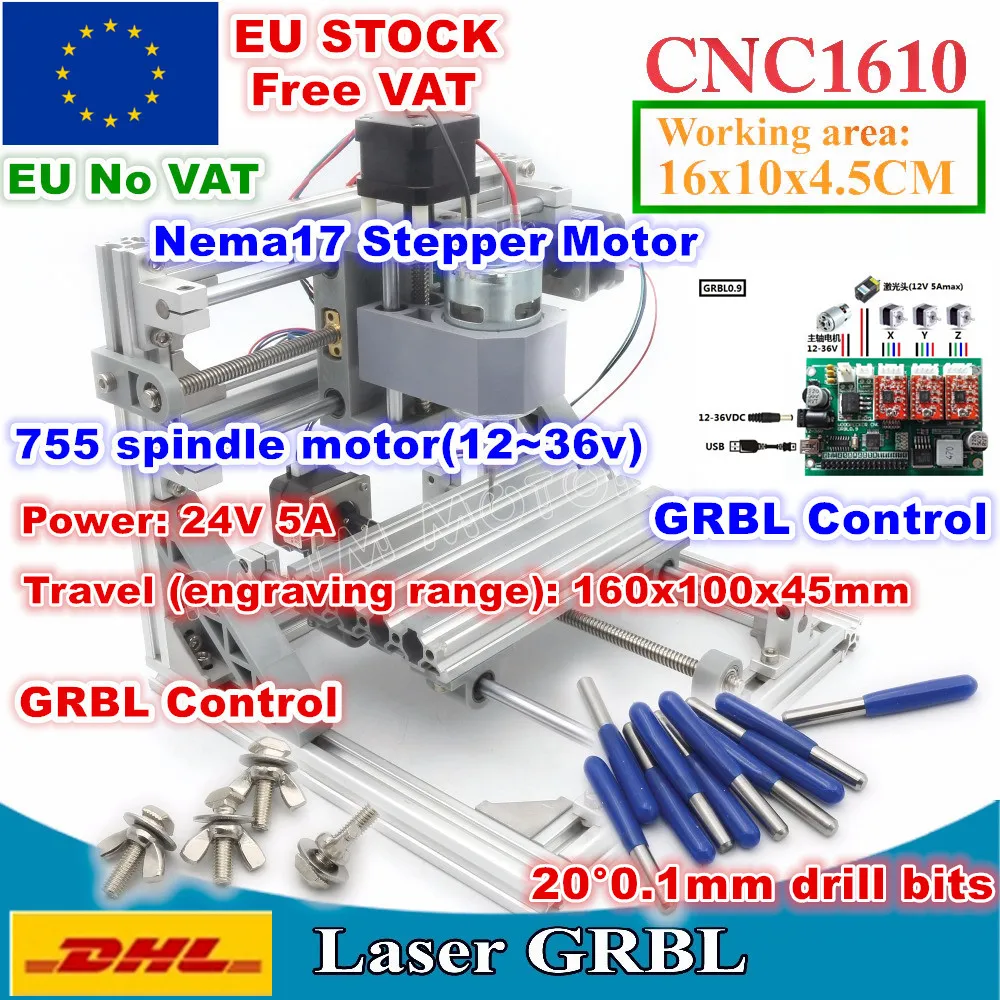 

[EU Delivery/Free VAT] 1610 GRBL Control Machine CNC DIY mini Working Area 160x100x45mm 3 Axis Pcb Milling Machine Wood Router
