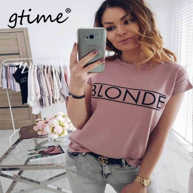 Gtime Dropshipping Мода женская с короткими рукавами базовая летняя футболка