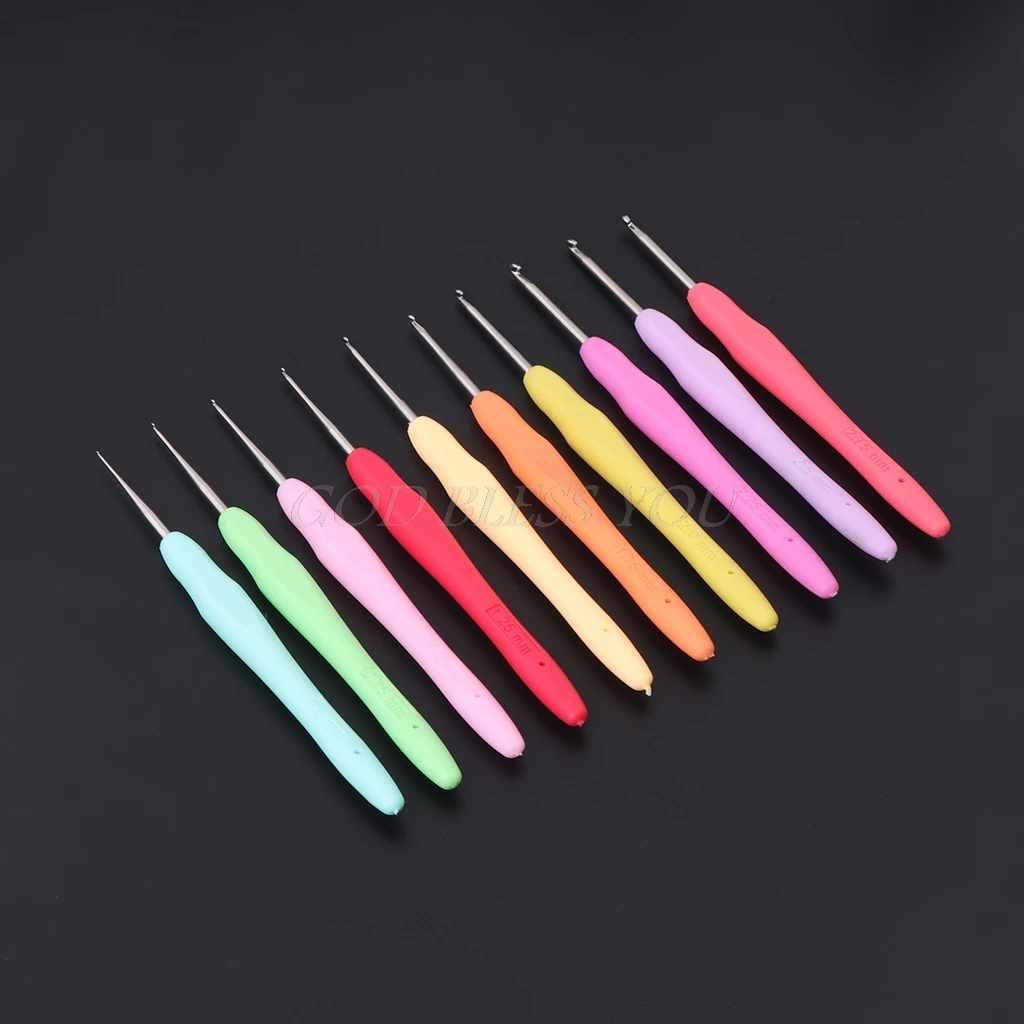 Металлические спицы для вязания крючком, крючки, эргономичные ручки 0,5-2,75 мм