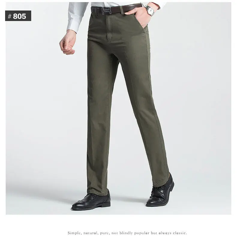 2018 Casual Straight Pants Men Cotton Cargo Men Pants Spring Summer Autumn Male Work Trousers High Waist Full Length Solid Color-08