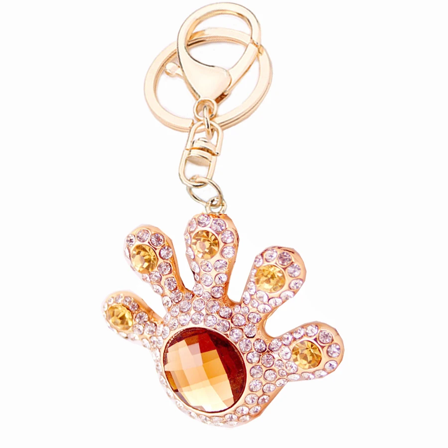 Rhinestone Palm Style Keychain Novelty Trinket Alloy Car Key Ring