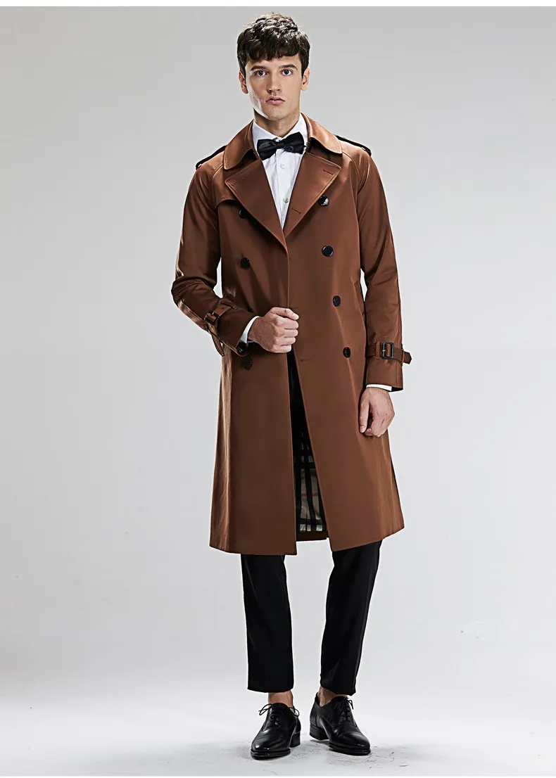 URSMART супер длинное qiu dong двубортное мужское пылевое пальто с черной мужской ветровка