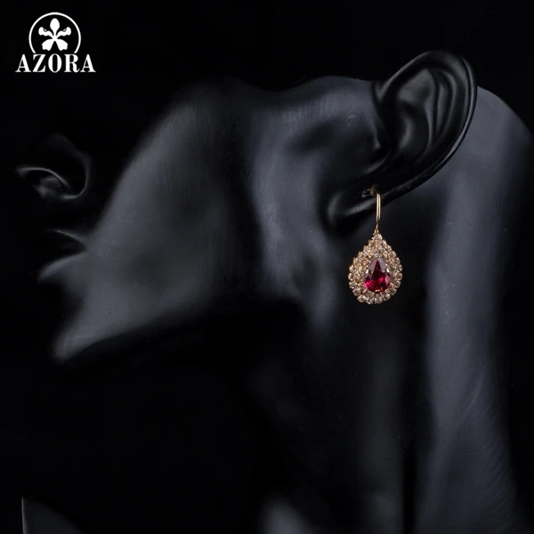 Серьги подвески золотого цвета с фианитом TE0151|drop earrings|tear dropearrings drops |