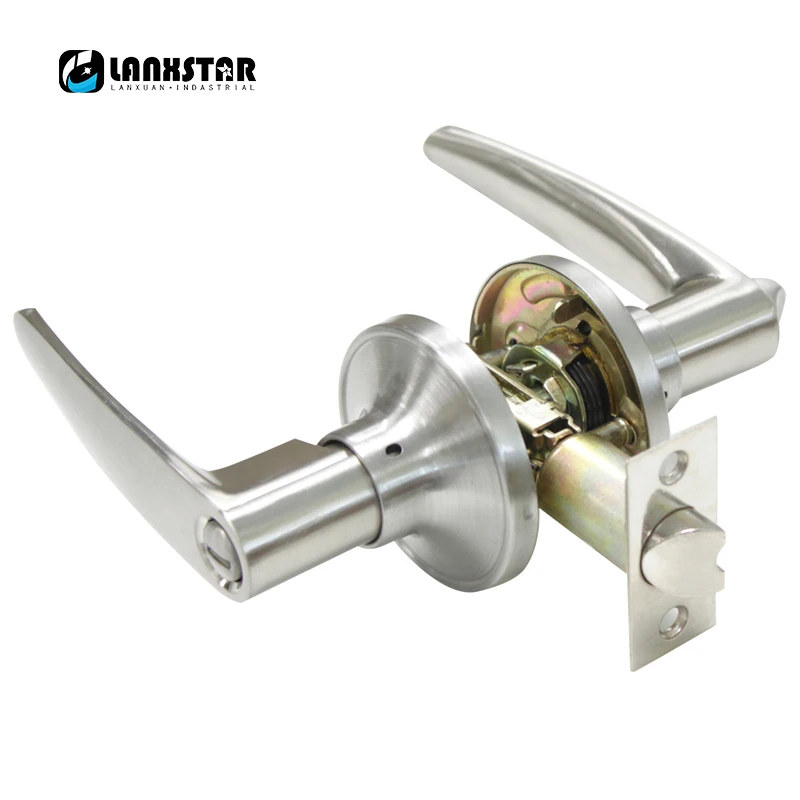 

New Design Stainless Steel Safe Lock Security Satin Nickel Color Inroom Door-lock Keyless With Handles Privacy Knobs Lockset