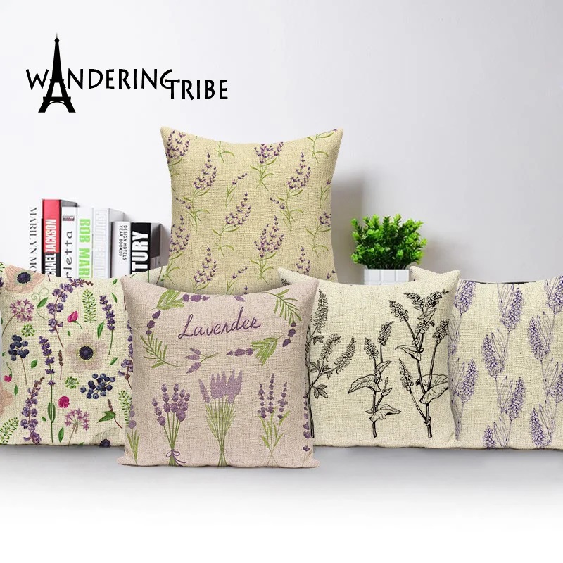 

Spring Pillow Covers Lavender Cushion Cover Flower Floral Pillowcase Nordic Home Decor Throw Pillows Custom Living Room Cushions