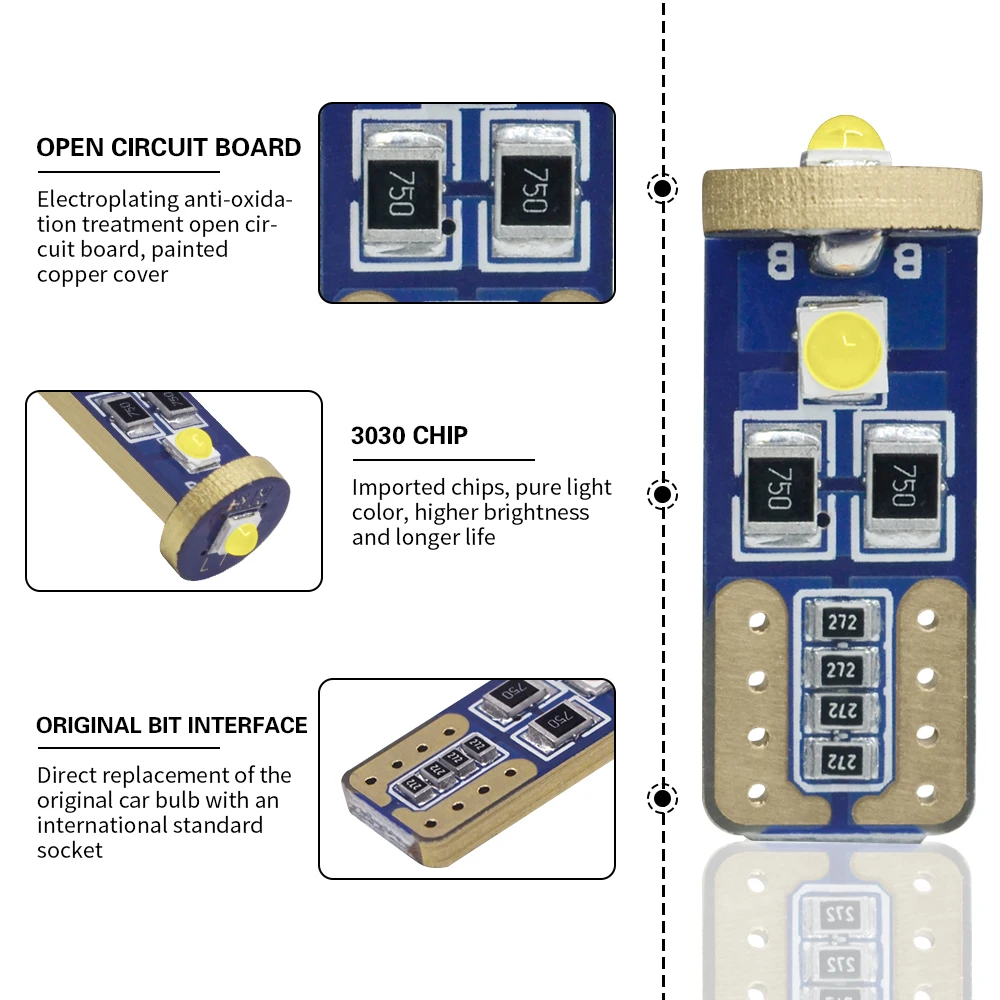 1 шт t10 w5w canbus салона светильник 194 501 3 SMD 3030 светодиодная приборная подсветка Клин для лампы светильник без ошибок 12V 6000K