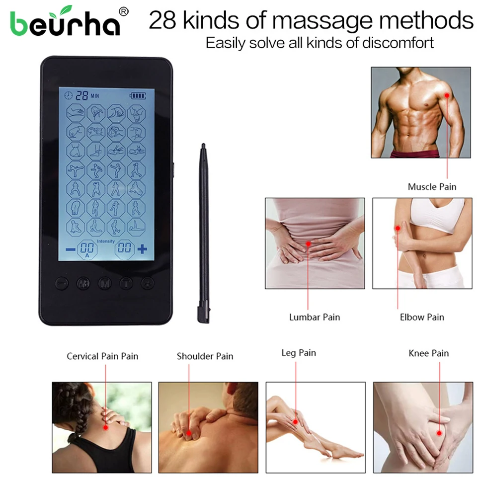 

Ten Unit 28 Modes-Electric Stimulation Massage Muscle Therapy Pain Relief Adjustable Lightweight LCD Display Silver Grey Compact