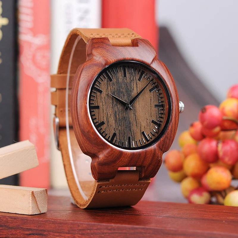 BOBO BIRD Bamboo Men Watch Quartz Wooden WristWatch Male Clock Red Sandalwood In Gift Box Custom logo Relogio Feminino