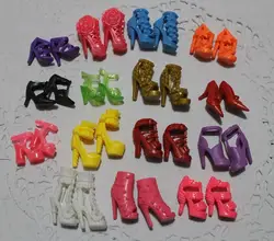 300 пар/лот модные разноцветные и Стили Симпатичные Куклы высоком Сандалии на каблуке Обувь пакет для Барби 1/6 девушка Куклы красивая