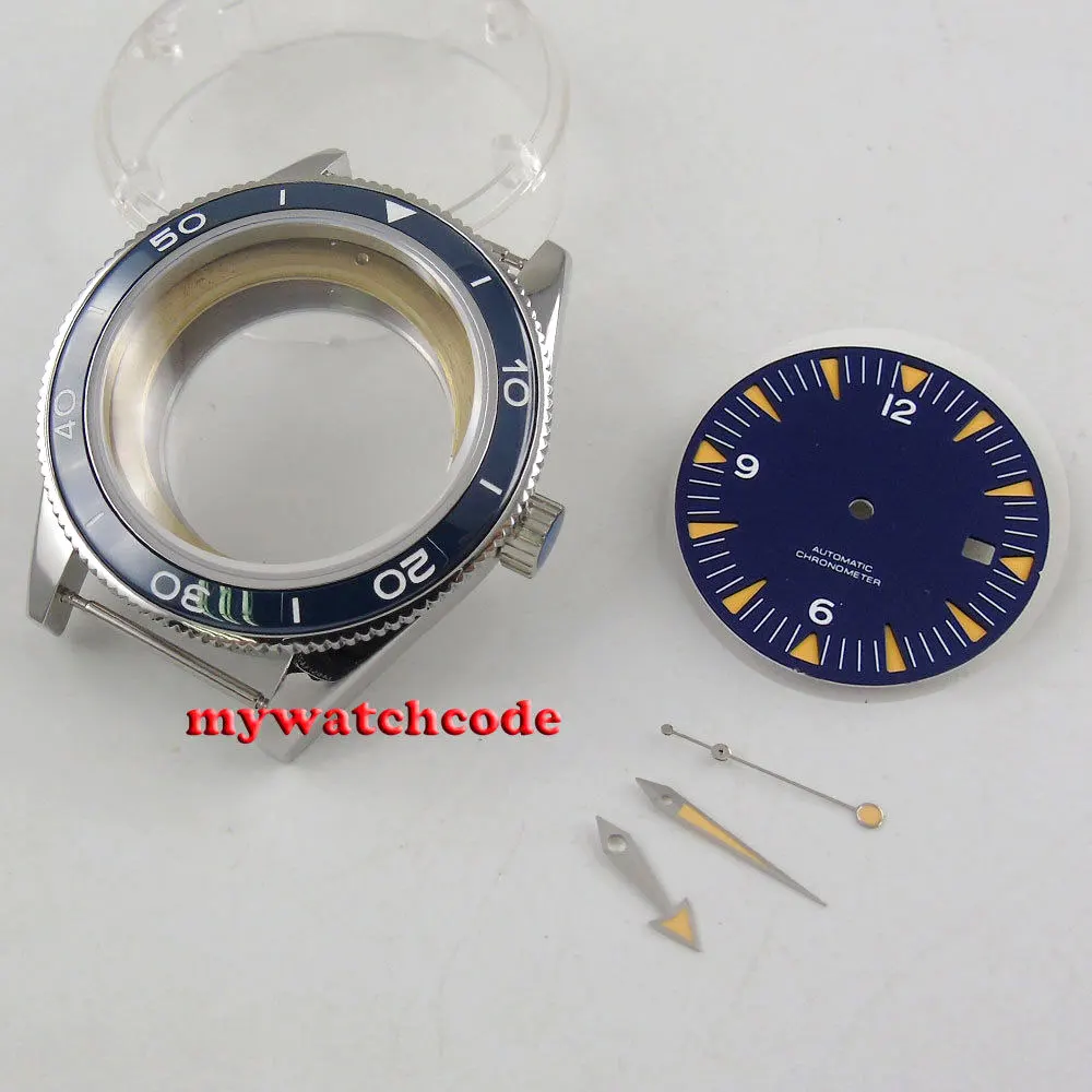 41 мм синий керамический ободок чехол для часов с синим циферблатом+ Ручная посадка ETA 2824 2836 механизм