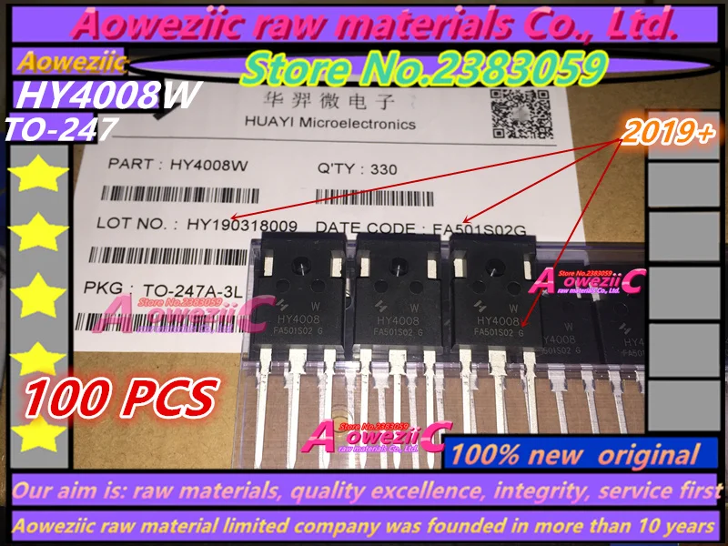 Aoweziic 2018 + 100 шт. 100% Новый оригинальный HY4008 HY4008W к-МОП инвертор 247 ультра чип 80 в 200A