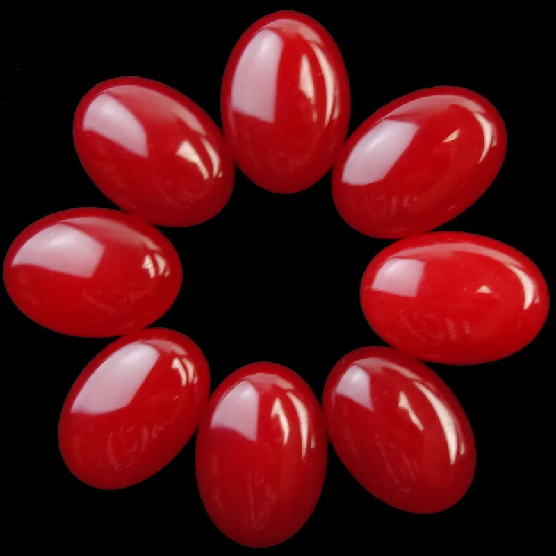 

(Min.order 10$ mix) 10Pcs Red Jade Oval CAB CABOCHON 30x20x8mm SHX2162