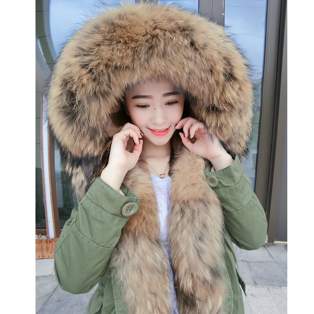 wholesale 2019 winter jacket coat women long parka real fur coat natural raccoon fur hooded warm ...
